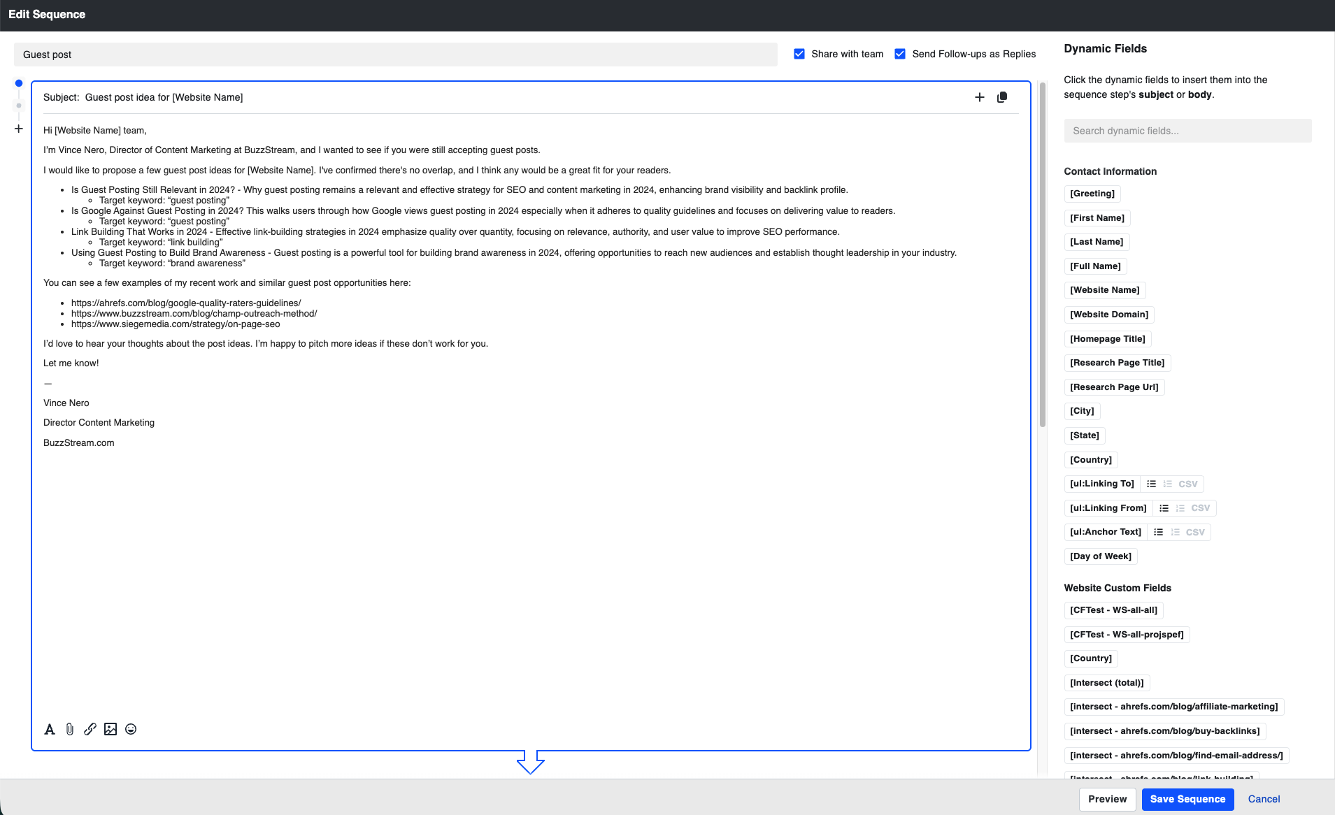 BuzzStream screenshot