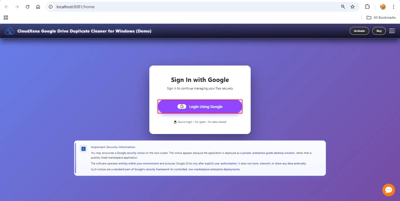 CloudXena Google Drive Duplicate Cleaner Tool screenshot