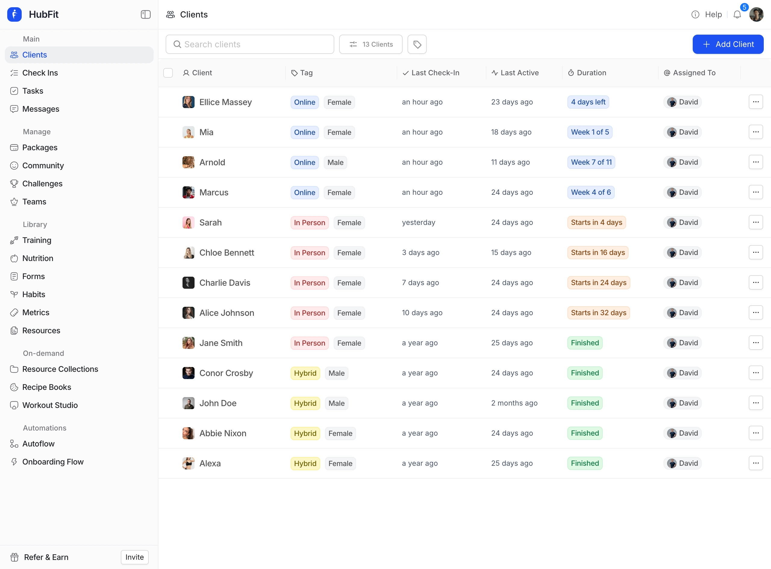 HubFit screenshot