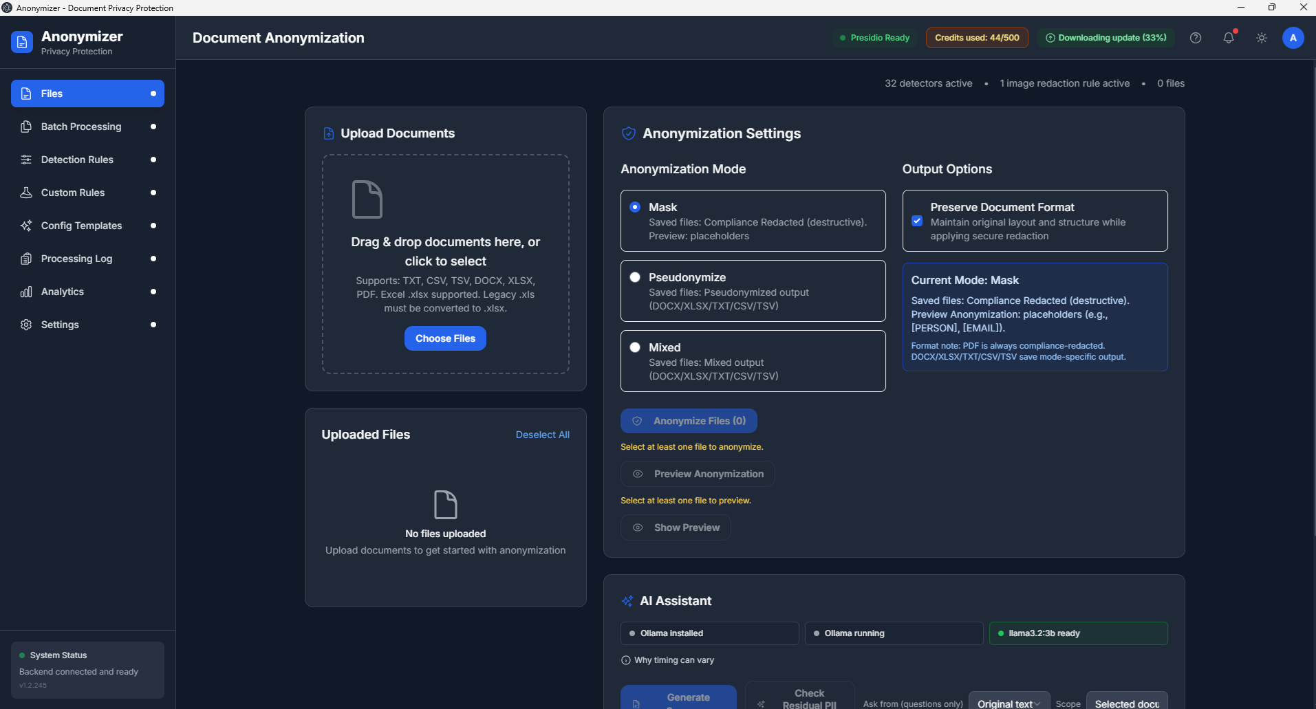 Anonymizer screenshot