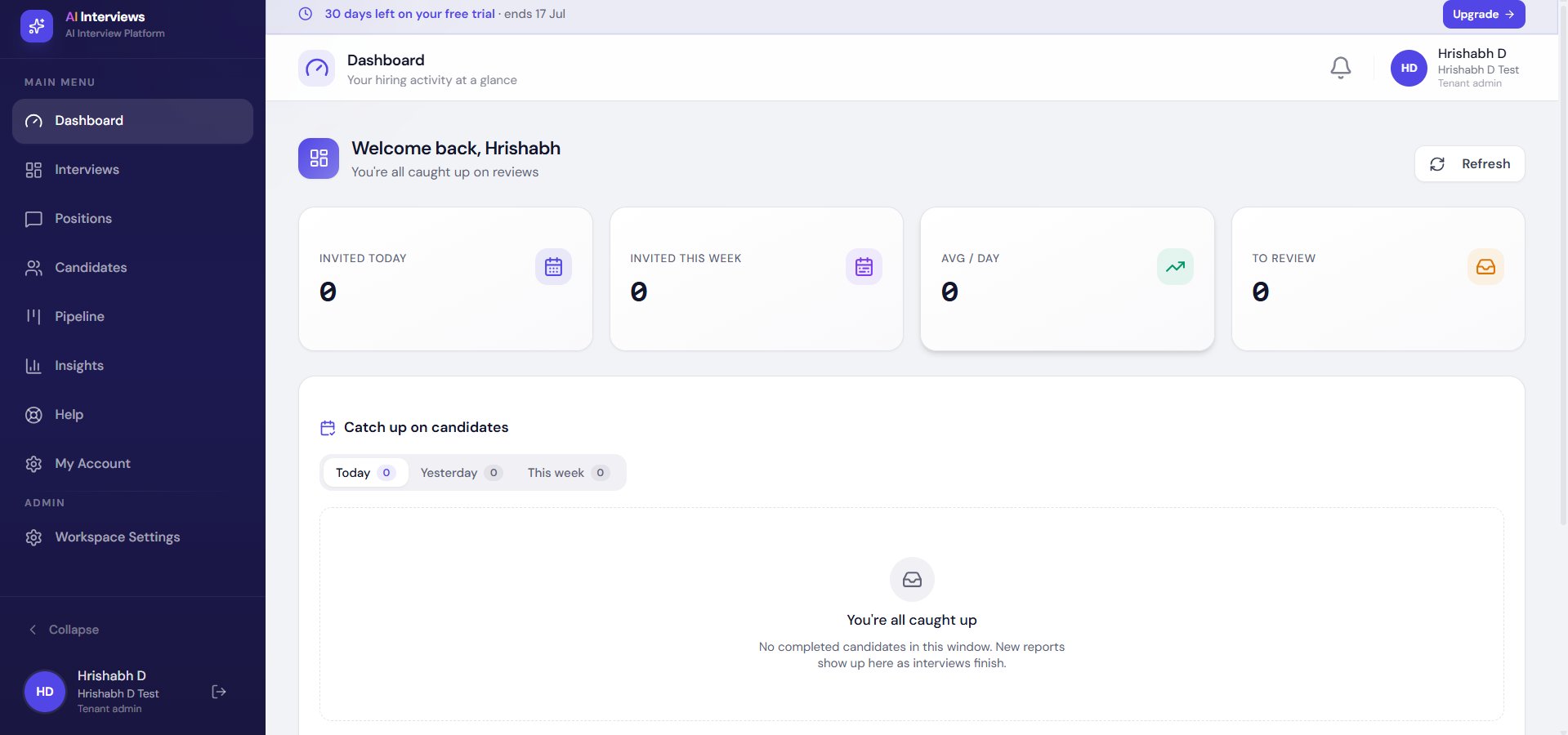 AI Interviews screenshot