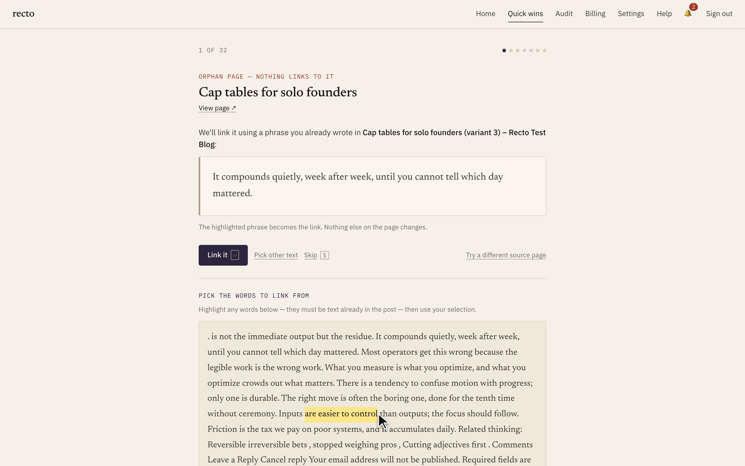 Recto screenshot