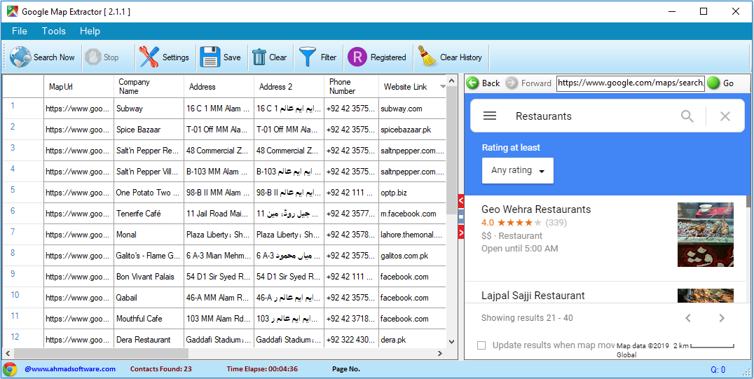 Google Map Extractor screenshot