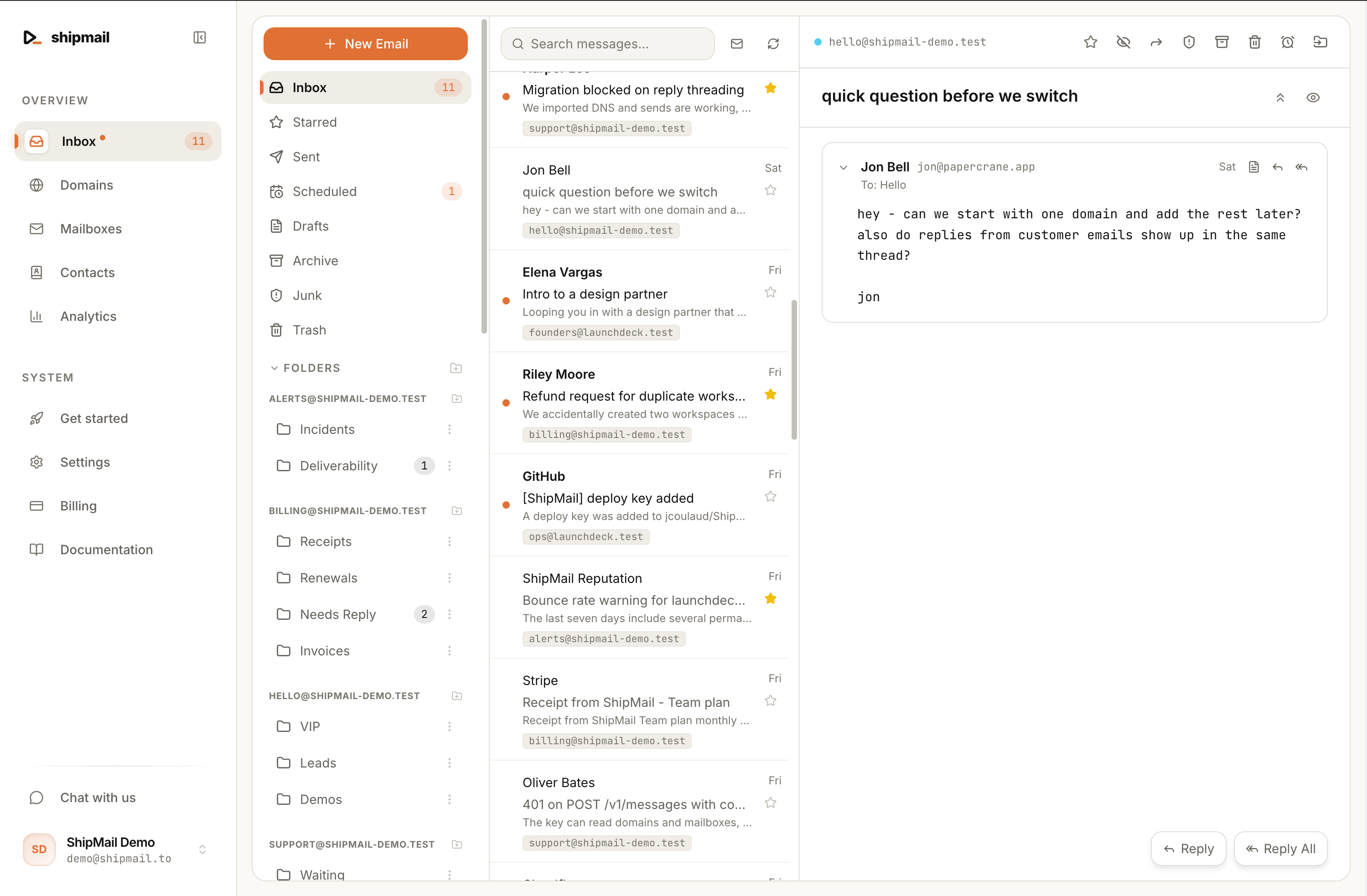 Shipmail screenshot