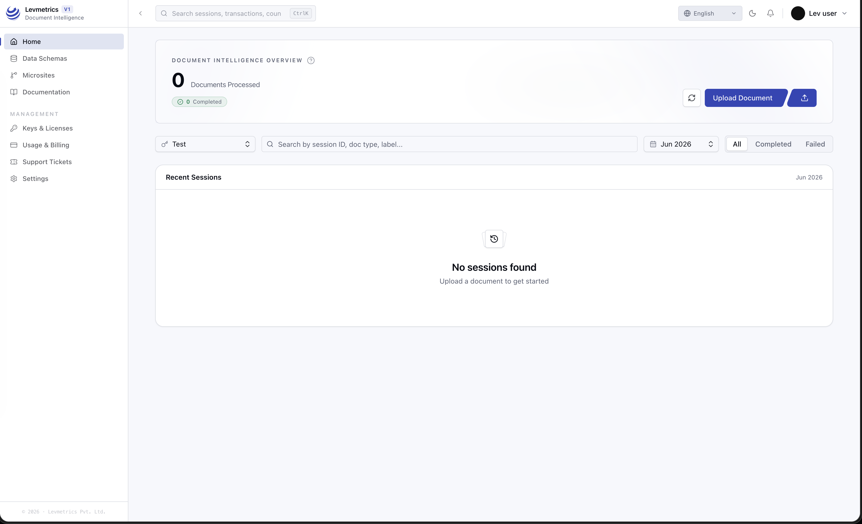 Levmetrics Document Intelligence screenshot