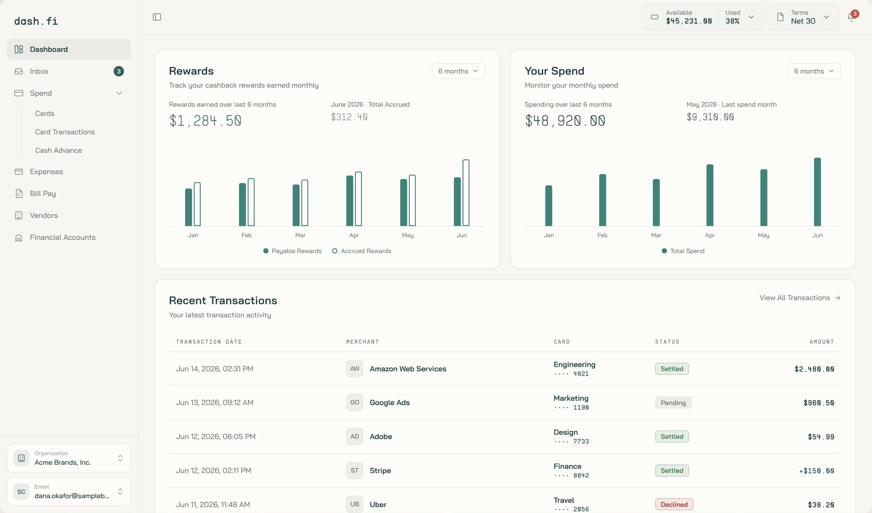 Dash.fi screenshot