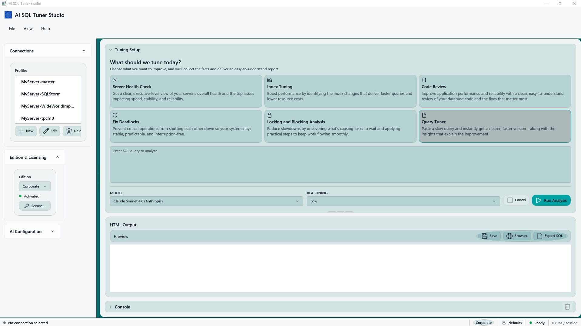 AI SQL Tuner Studio screenshot