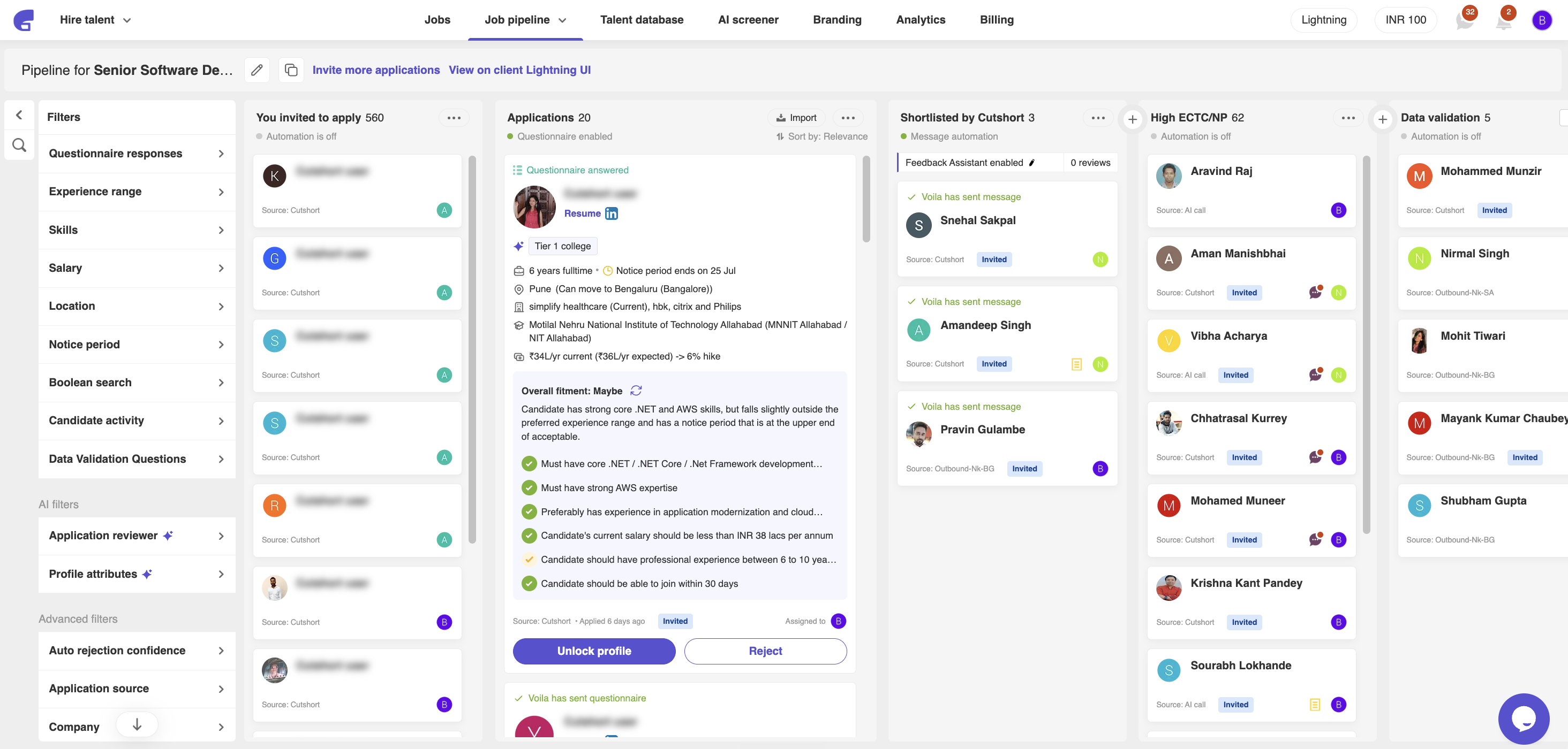 Cutshort screenshot