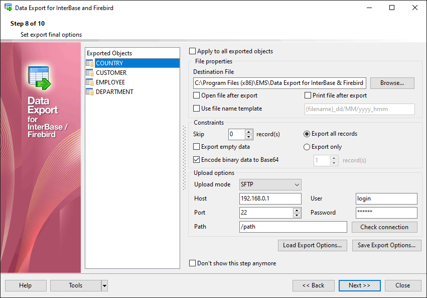 EMS Data Export for InterBase/Firebird screenshot
