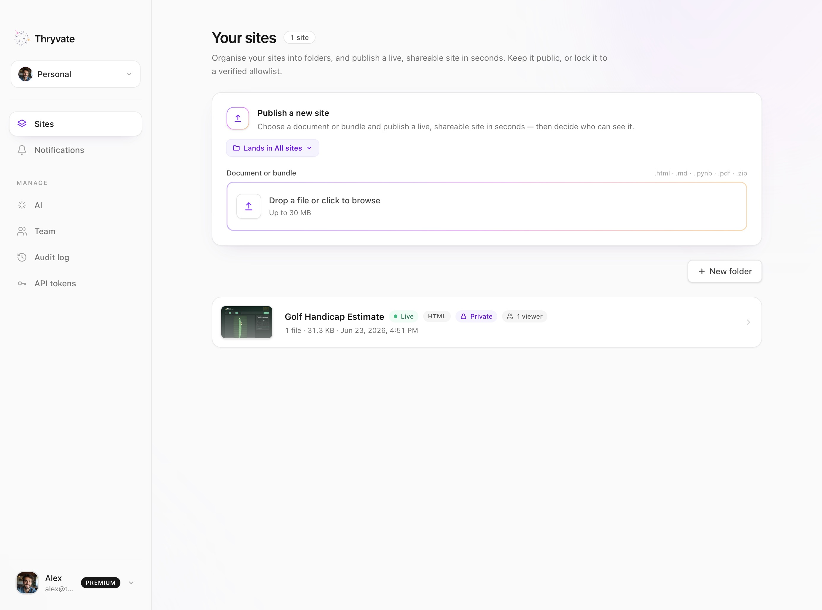 Thryvate screenshot