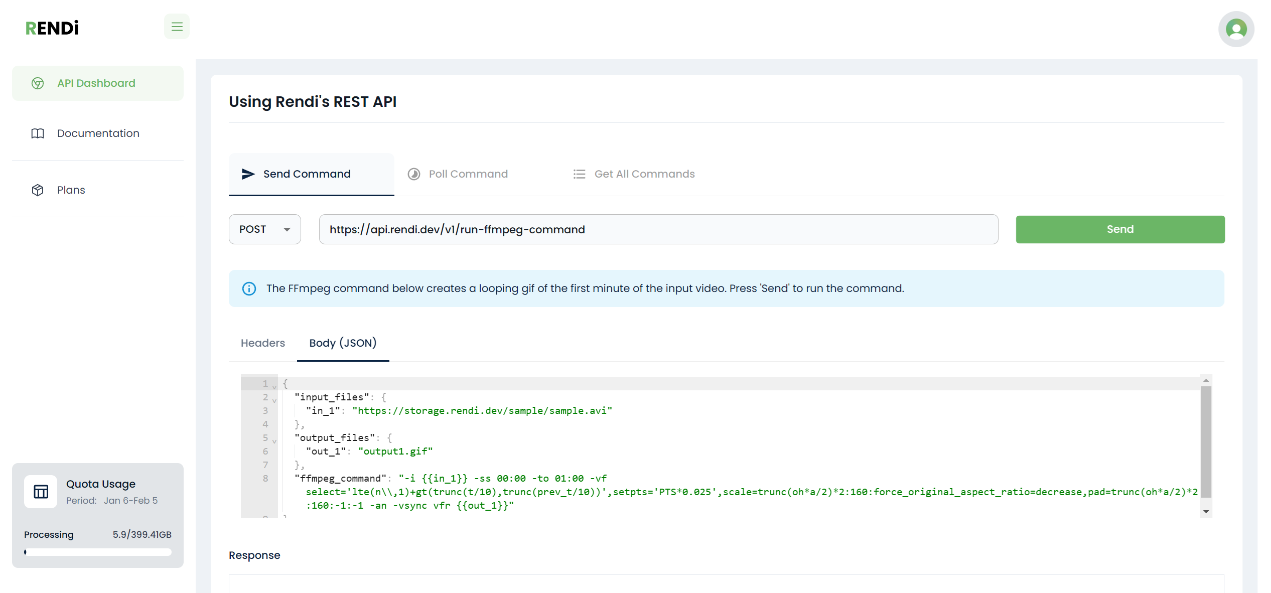 Rendi - FFmpeg API screenshot
