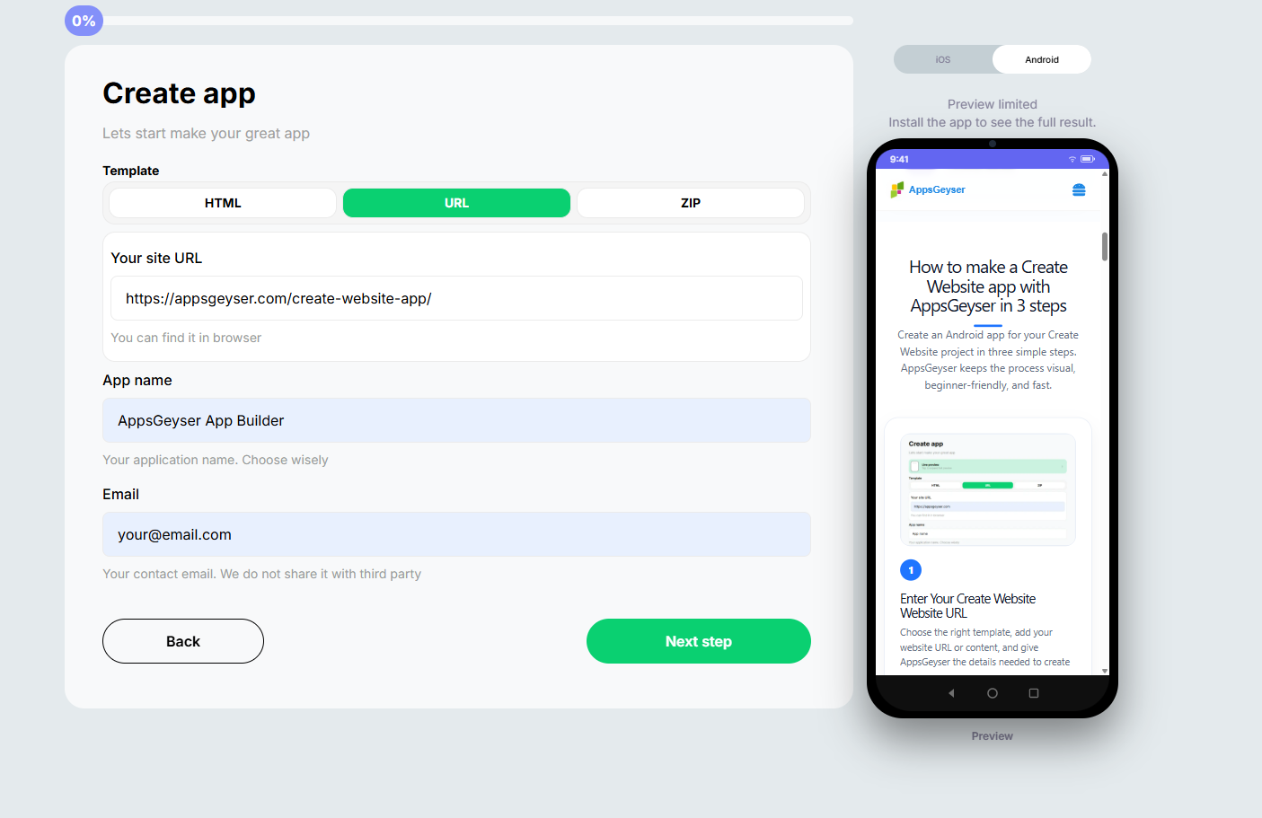 AppsGeyser screenshot