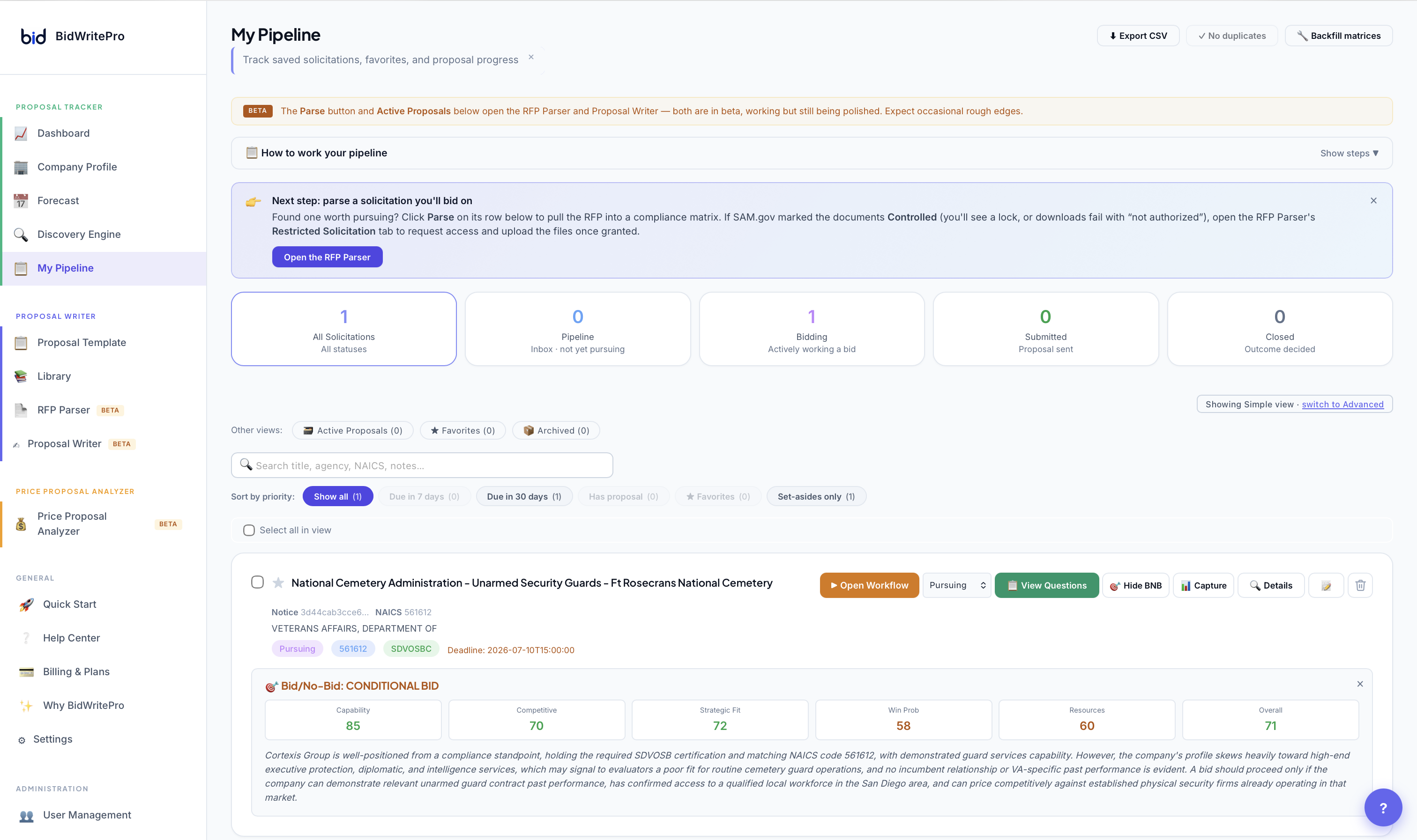 BidWritePro screenshot