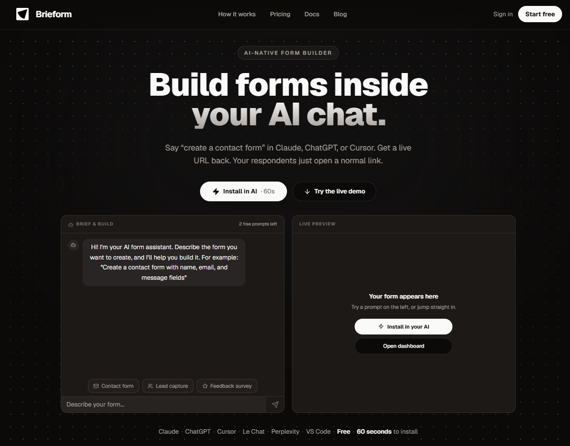 Brieform screenshot