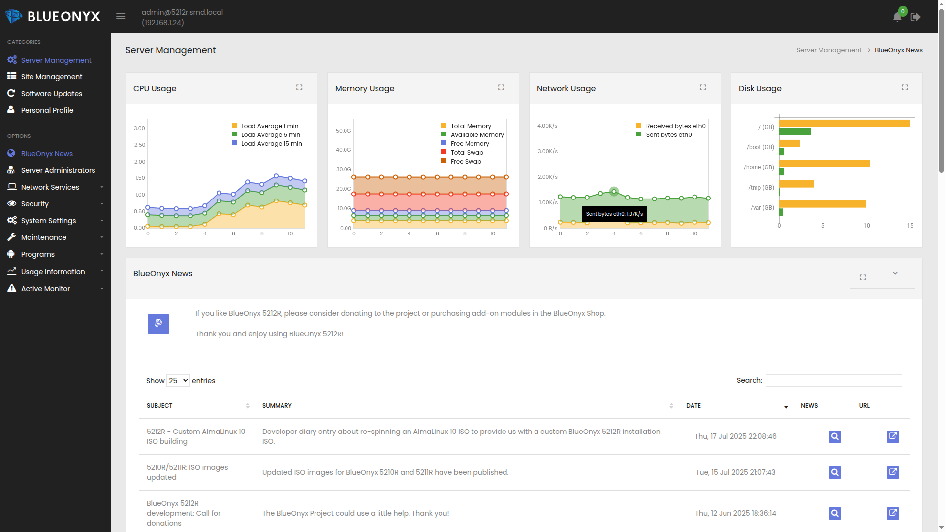 BlueOnyx screenshot