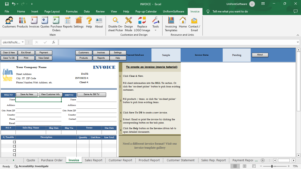 Excel Invoice Manager screenshot