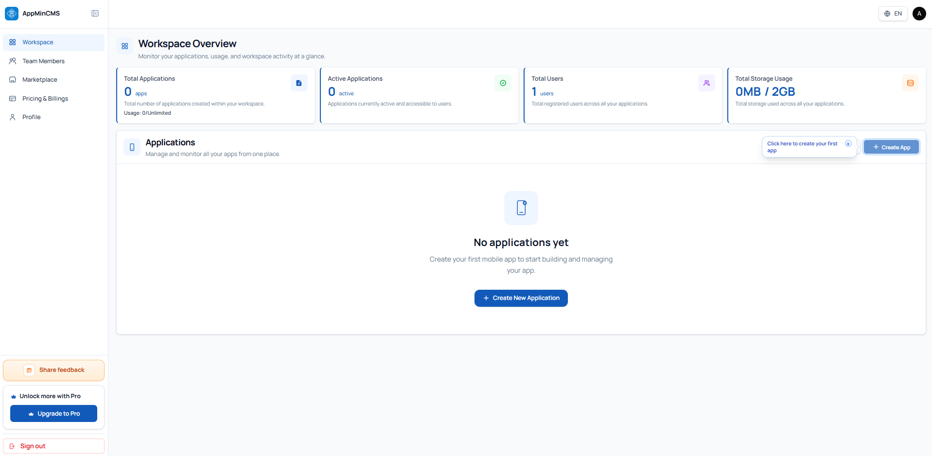 AppMinCMS screenshot
