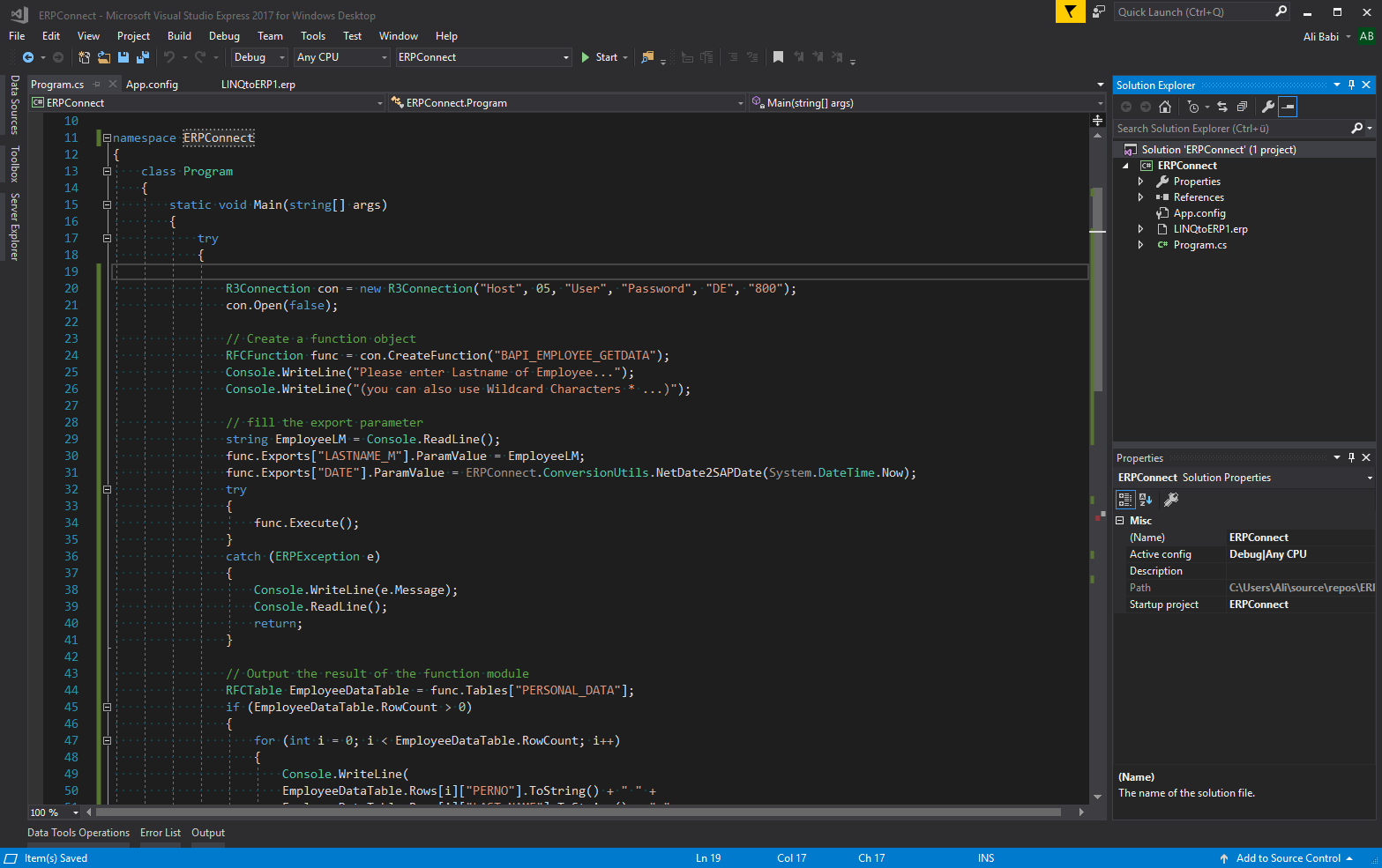 ERPConnect screenshot