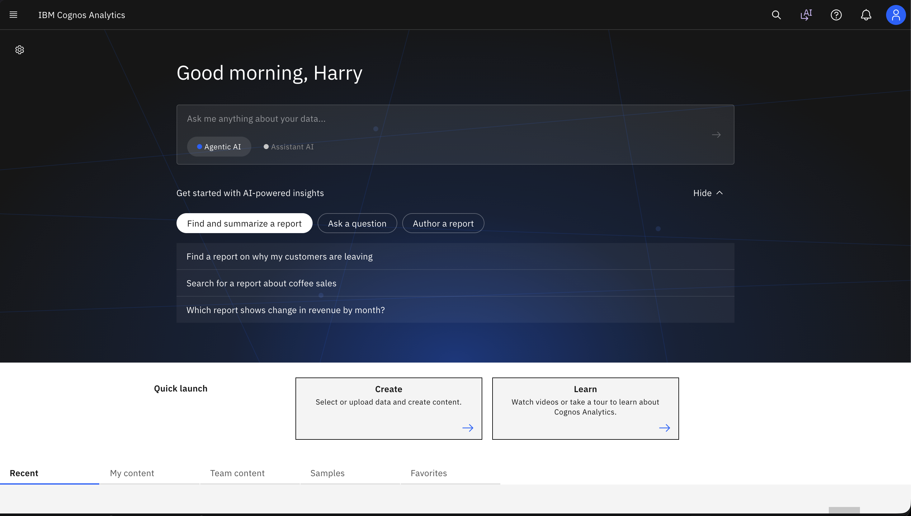 IBM Cognos Analytics screenshot