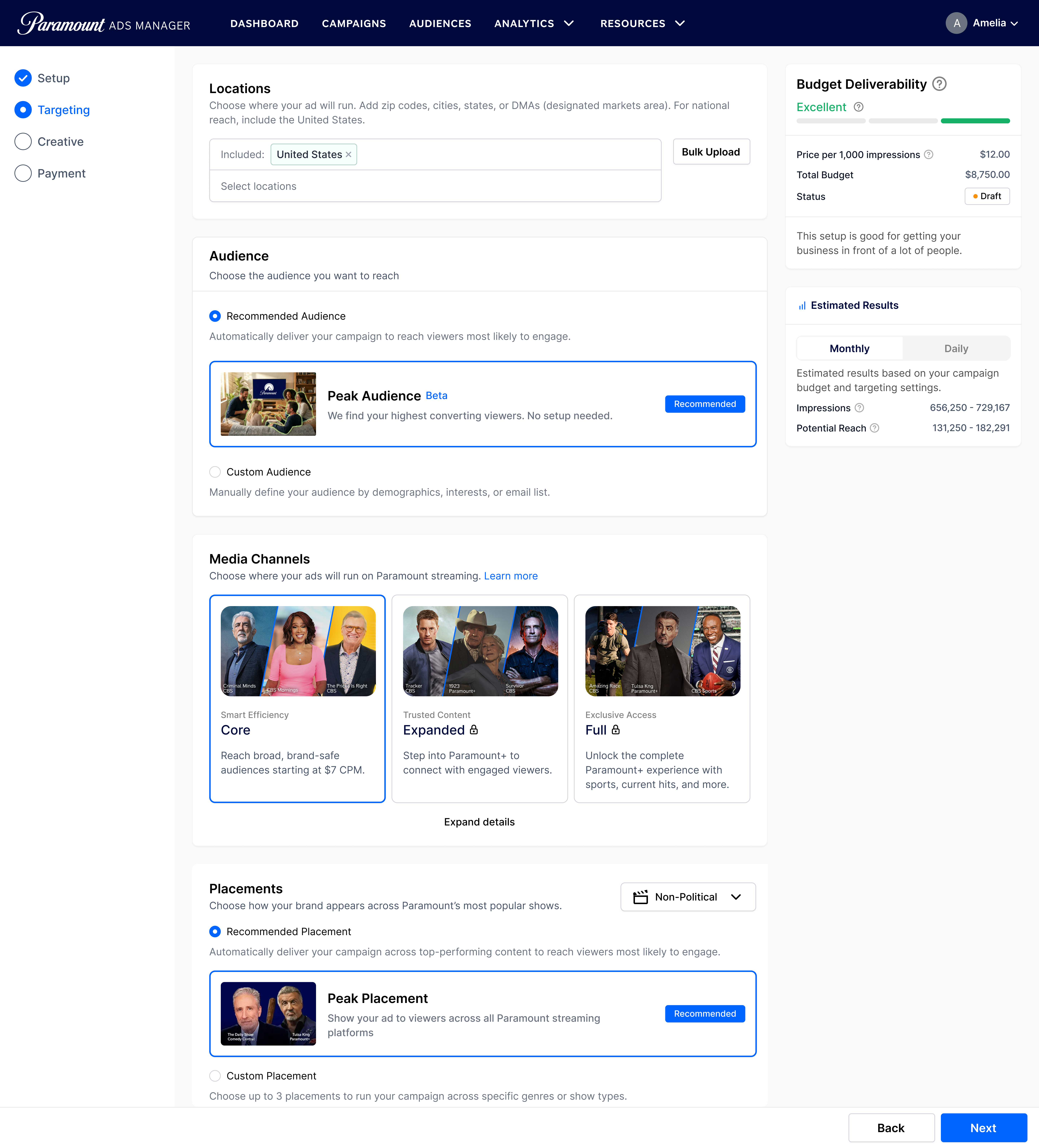 Paramount Ads Manager screenshot