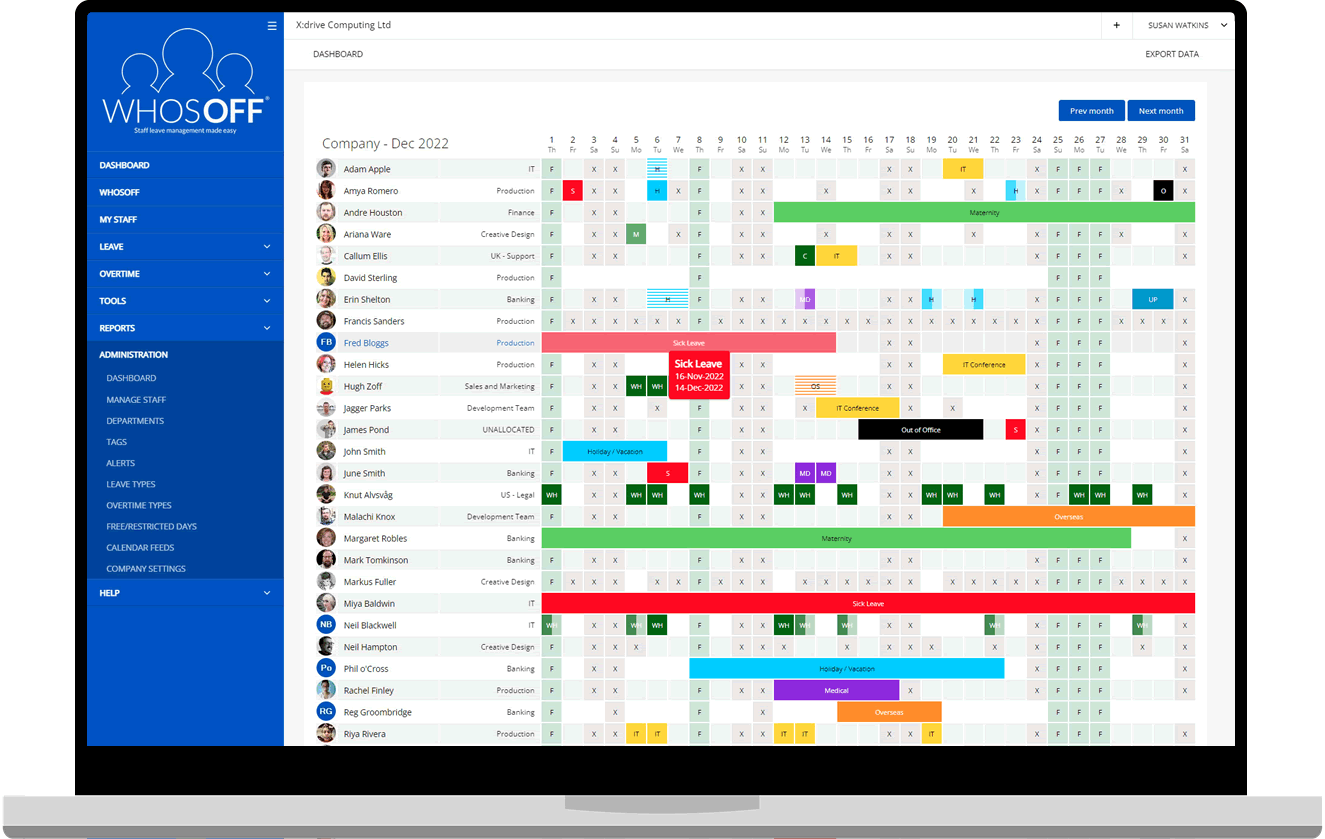WhosOff screenshot