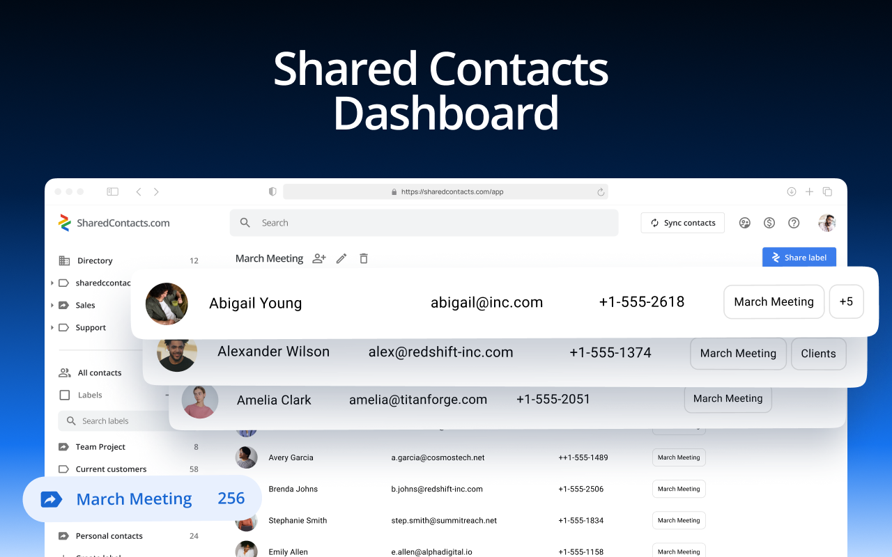 SharedContacts.com screenshot