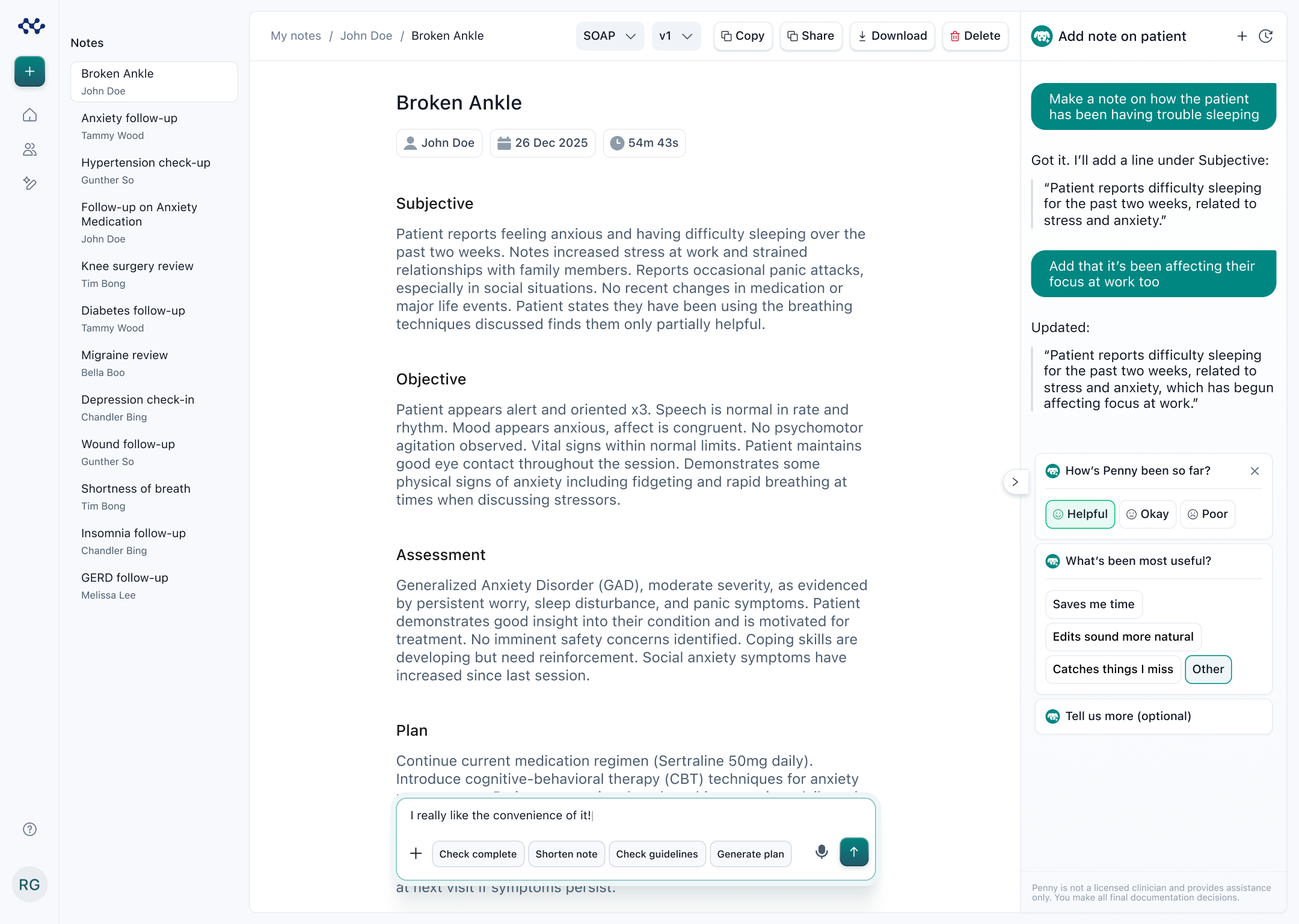 SOAP Note AI screenshot