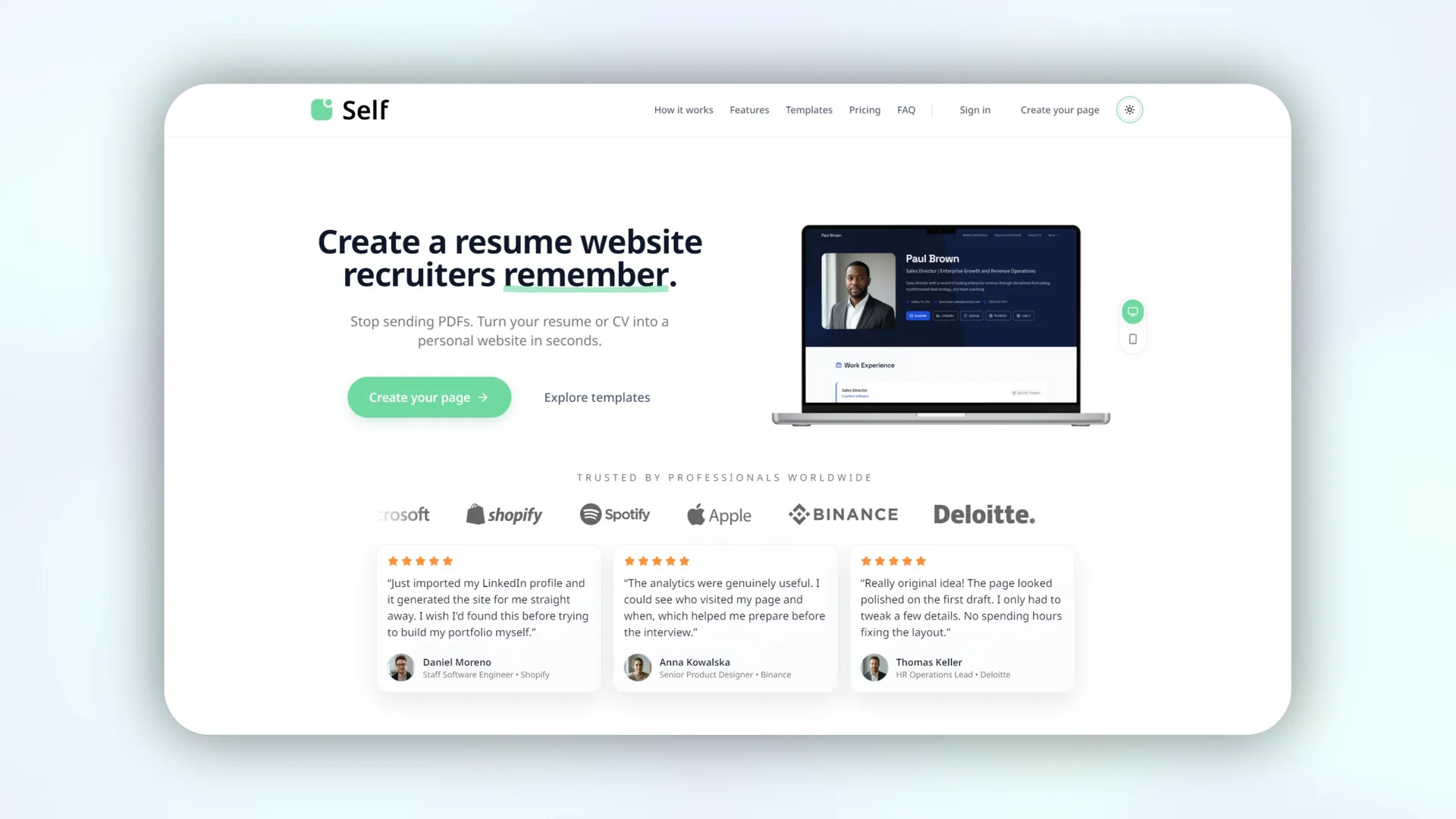 Self cv screenshot