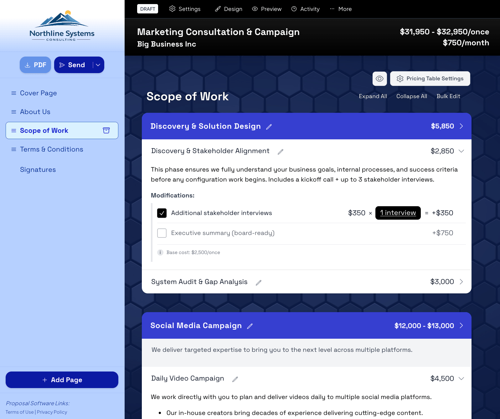 Smart Pricing Table screenshot