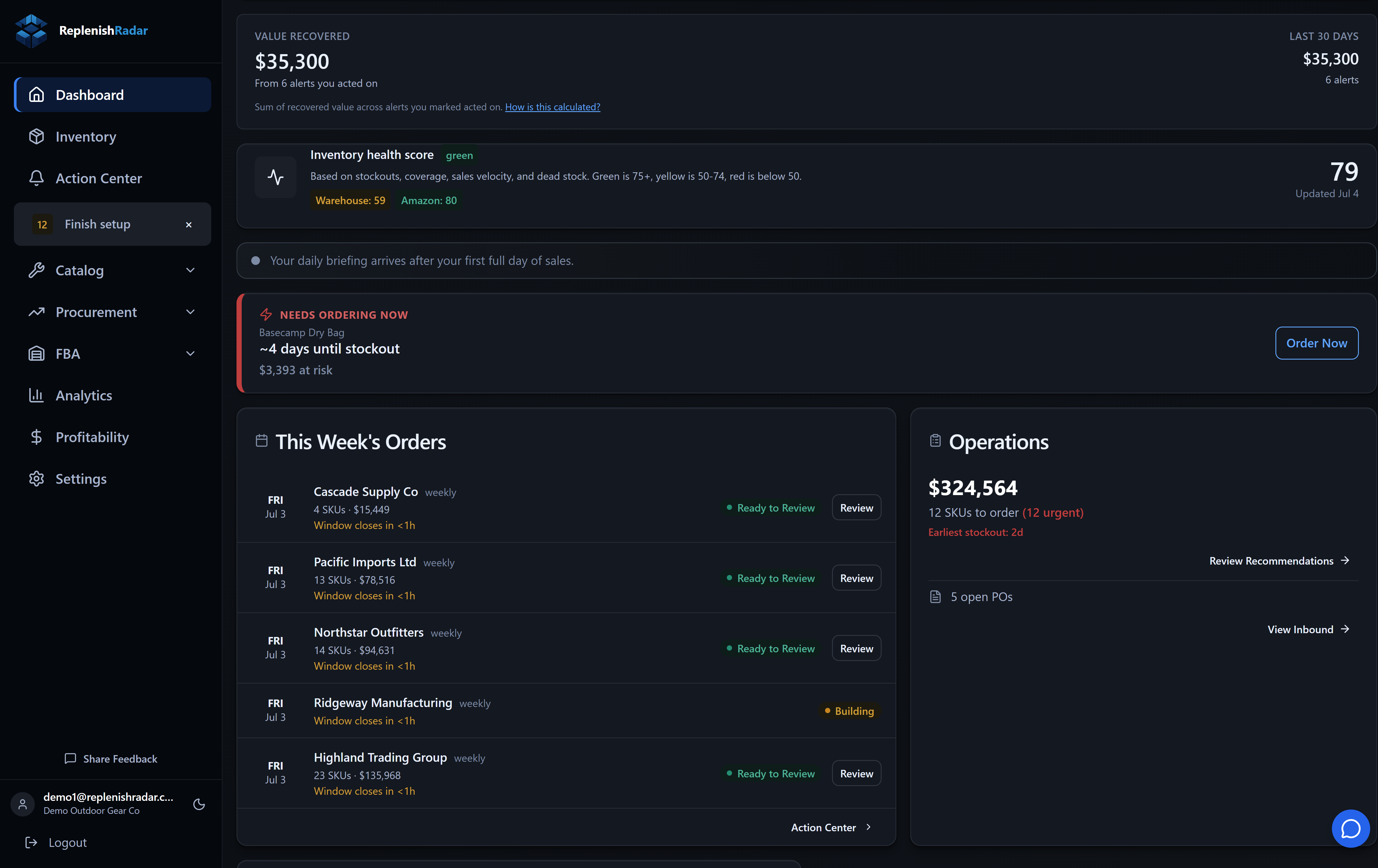 ReplenishRadar screenshot