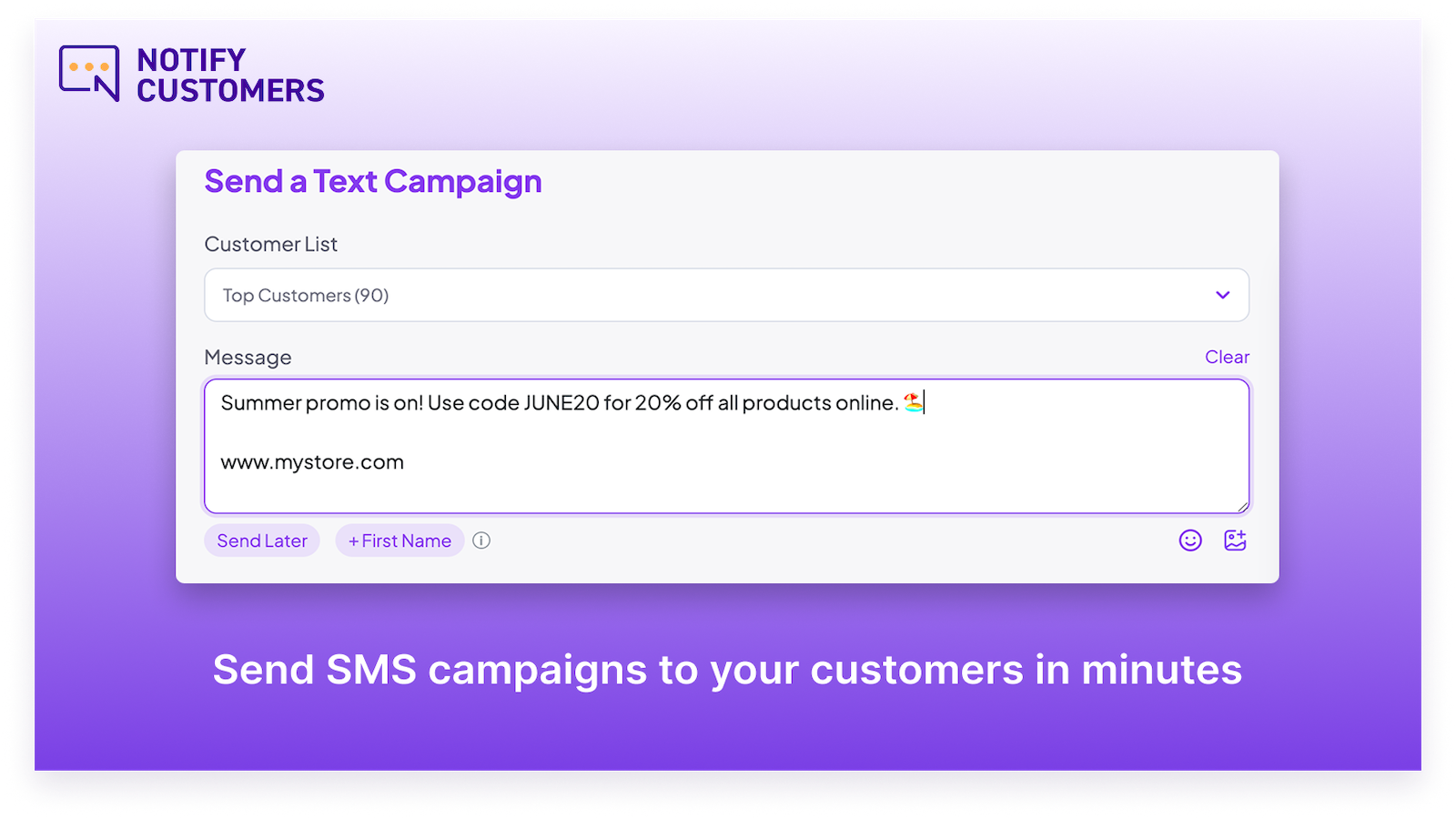 Notify Customers screenshot