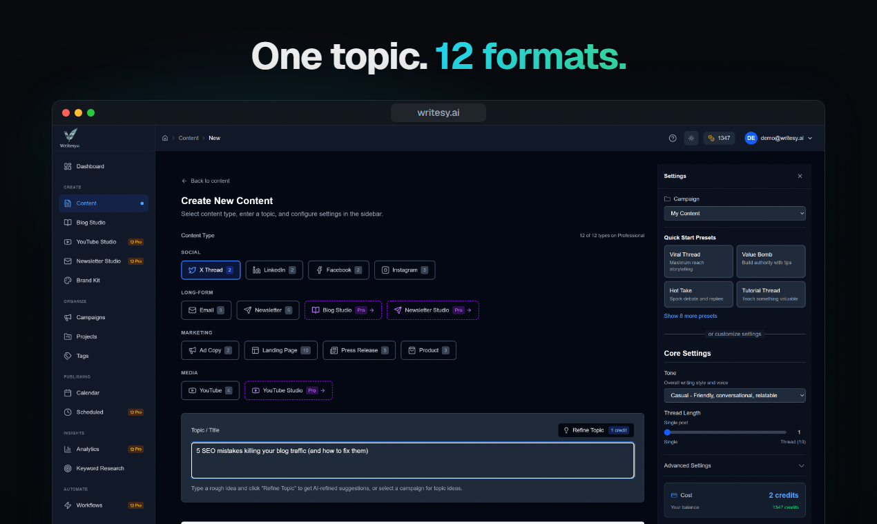 WritesyAI screenshot