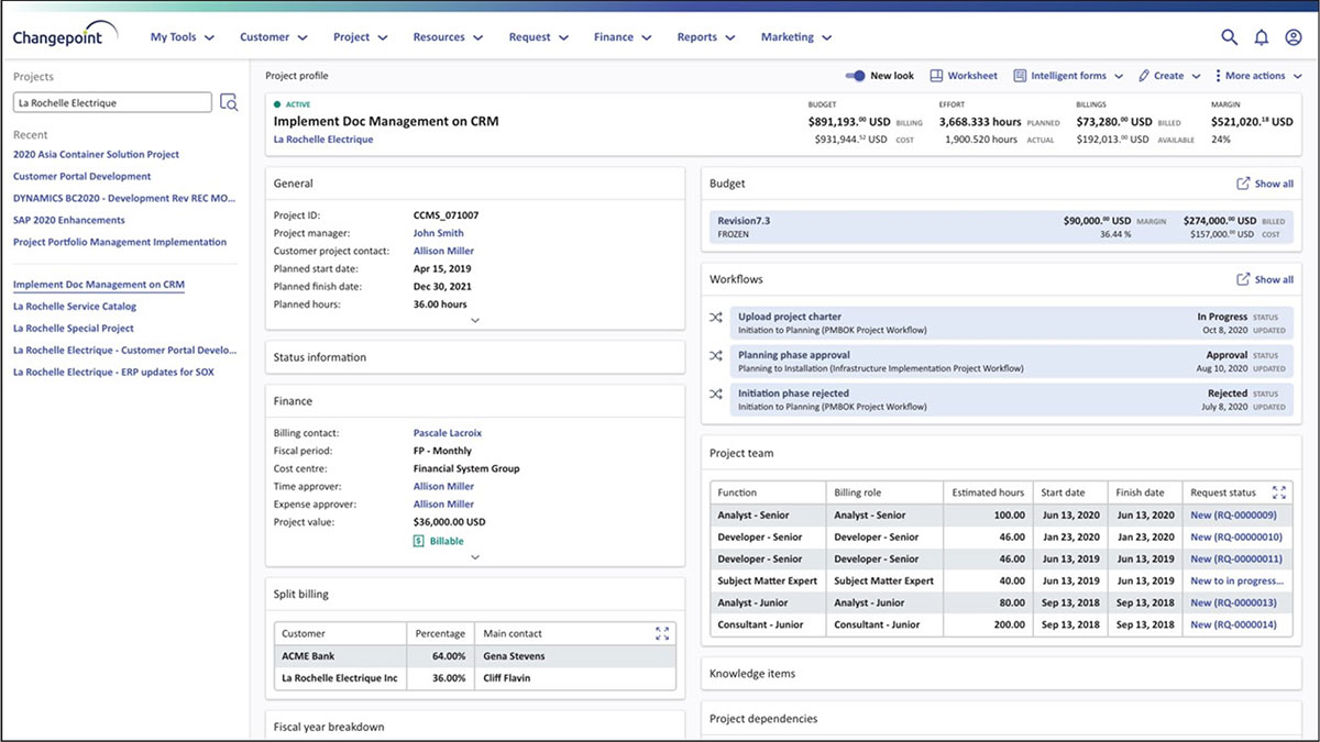 Planview ChangePoint screenshot