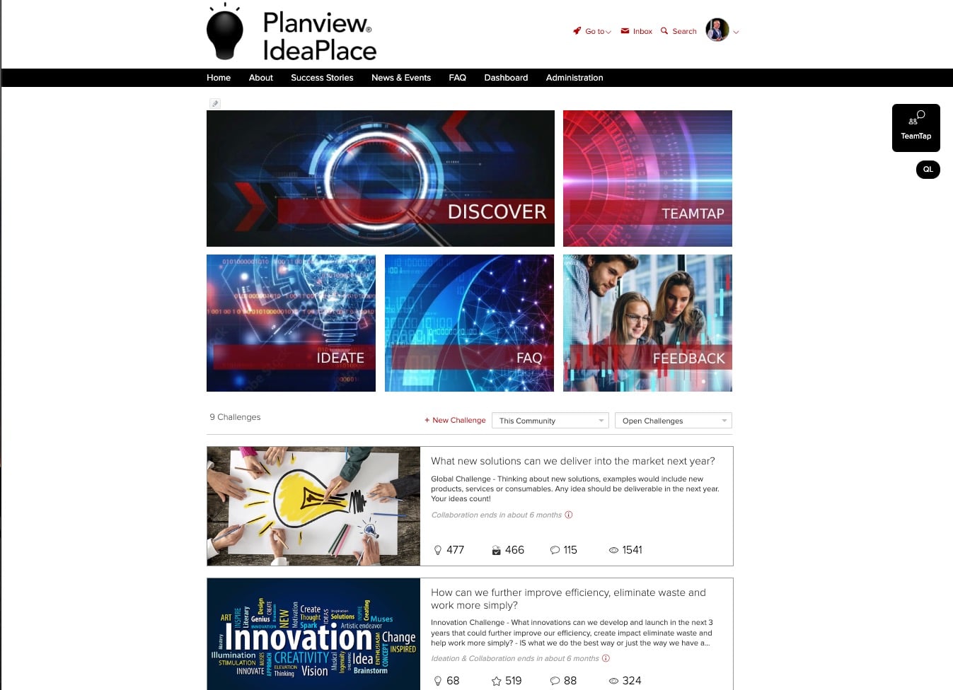 Planview IdeaPlace screenshot