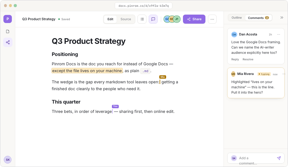 Pinrom Docs screenshot