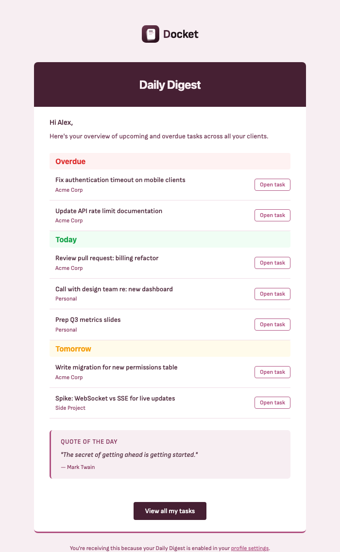 Docket screenshot
