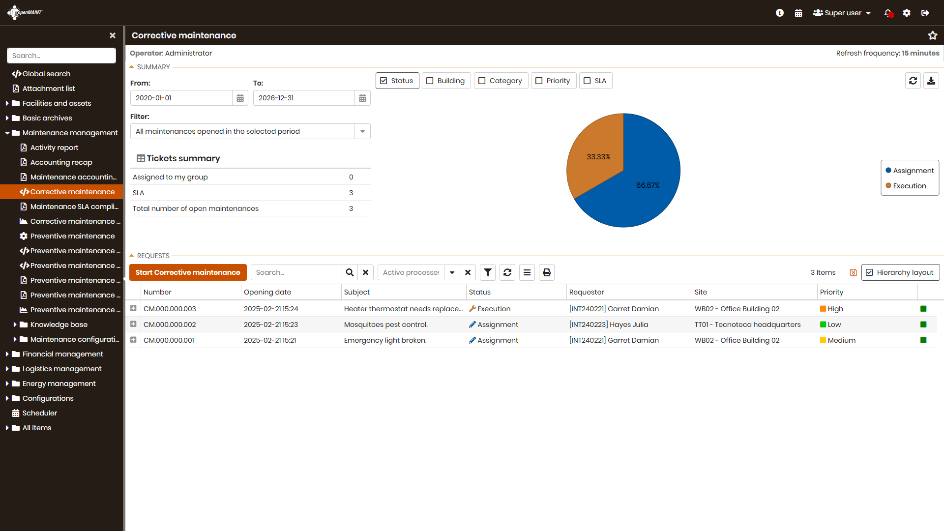 openMAINT screenshot