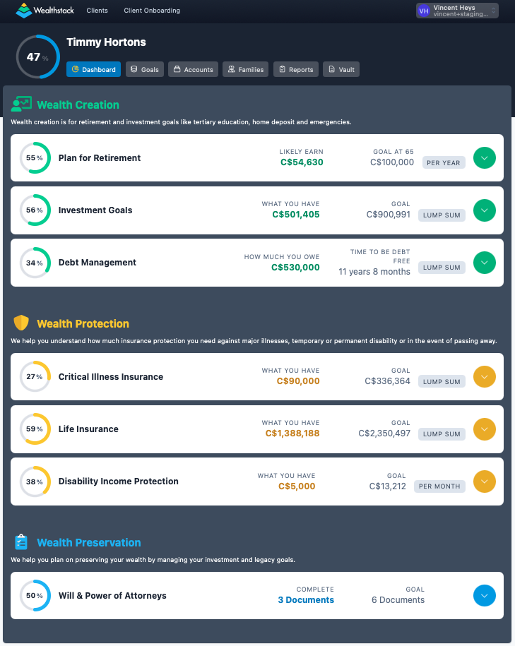 Wealthstack Client Engagement Platform screenshot
