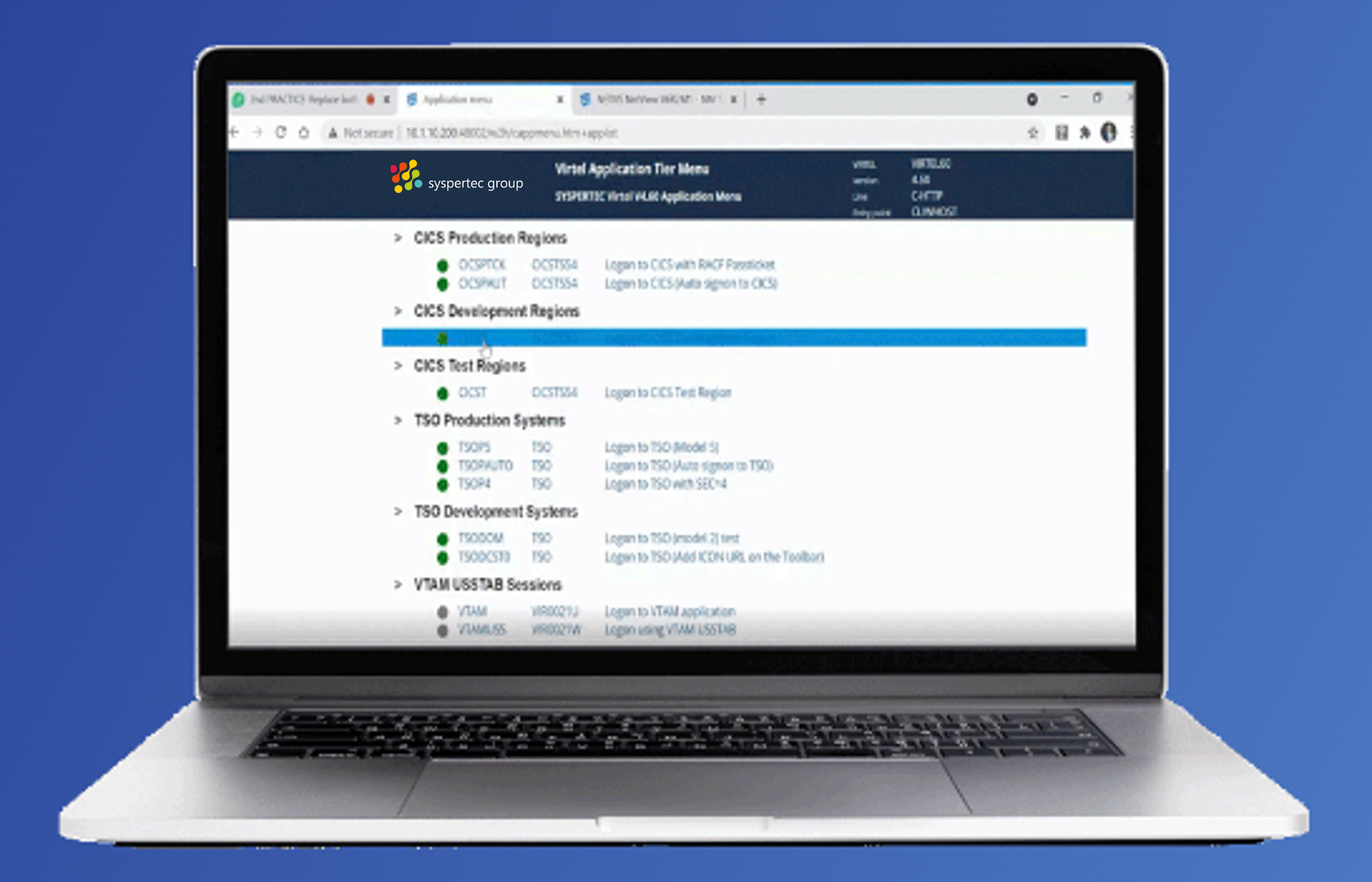 Virtel Web Access screenshot