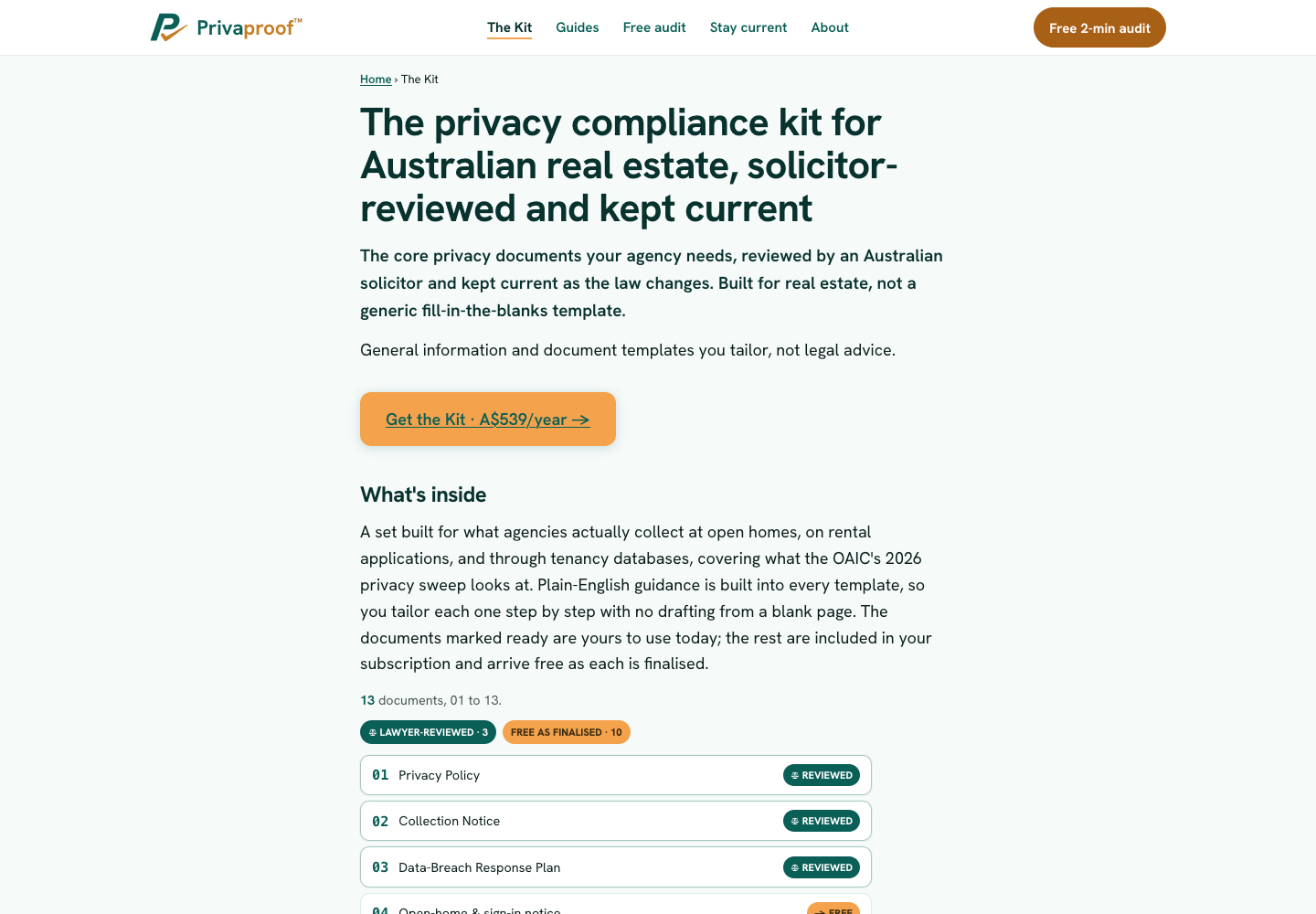 Privaproof screenshot