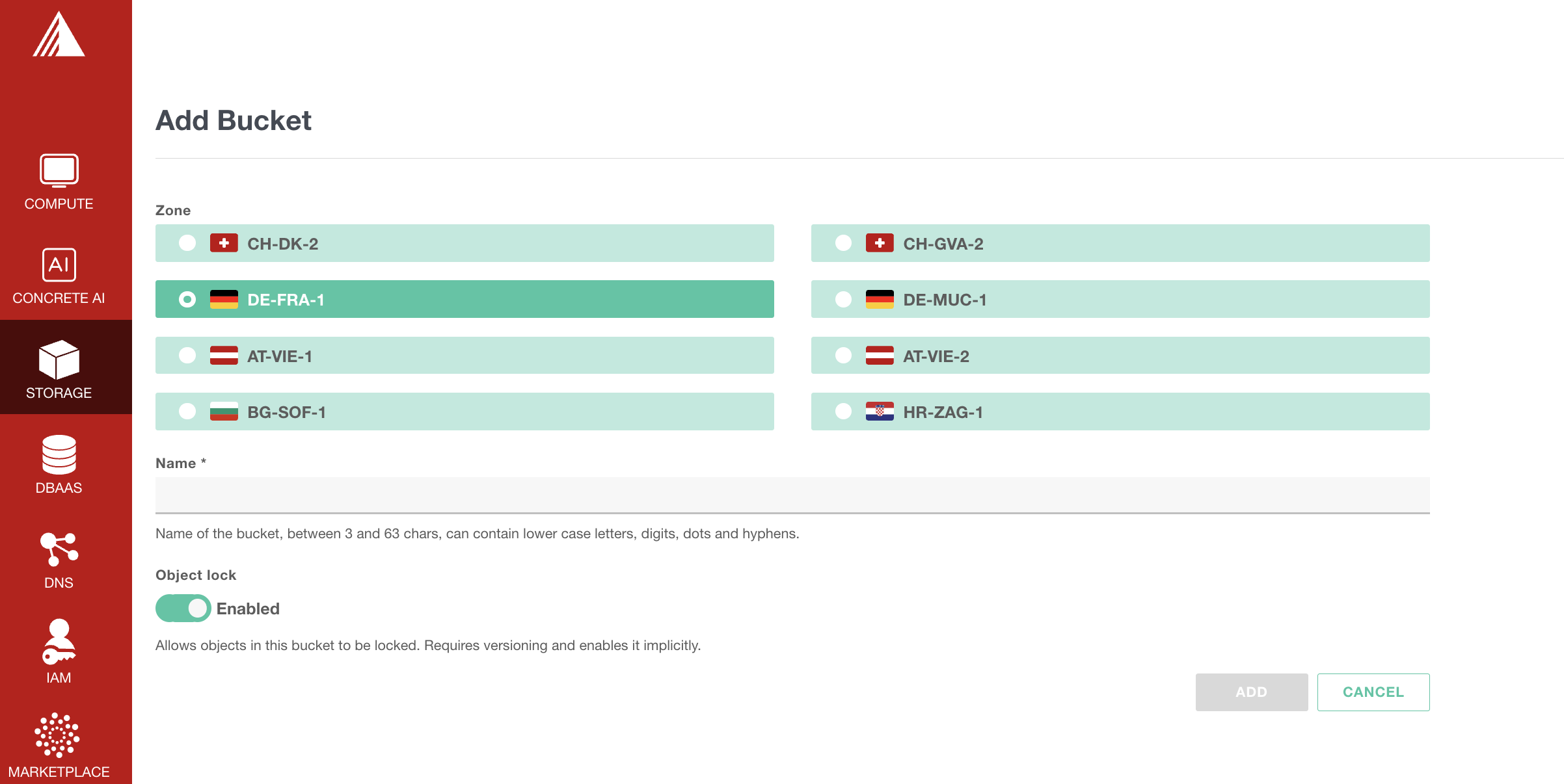 Exoscale screenshot
