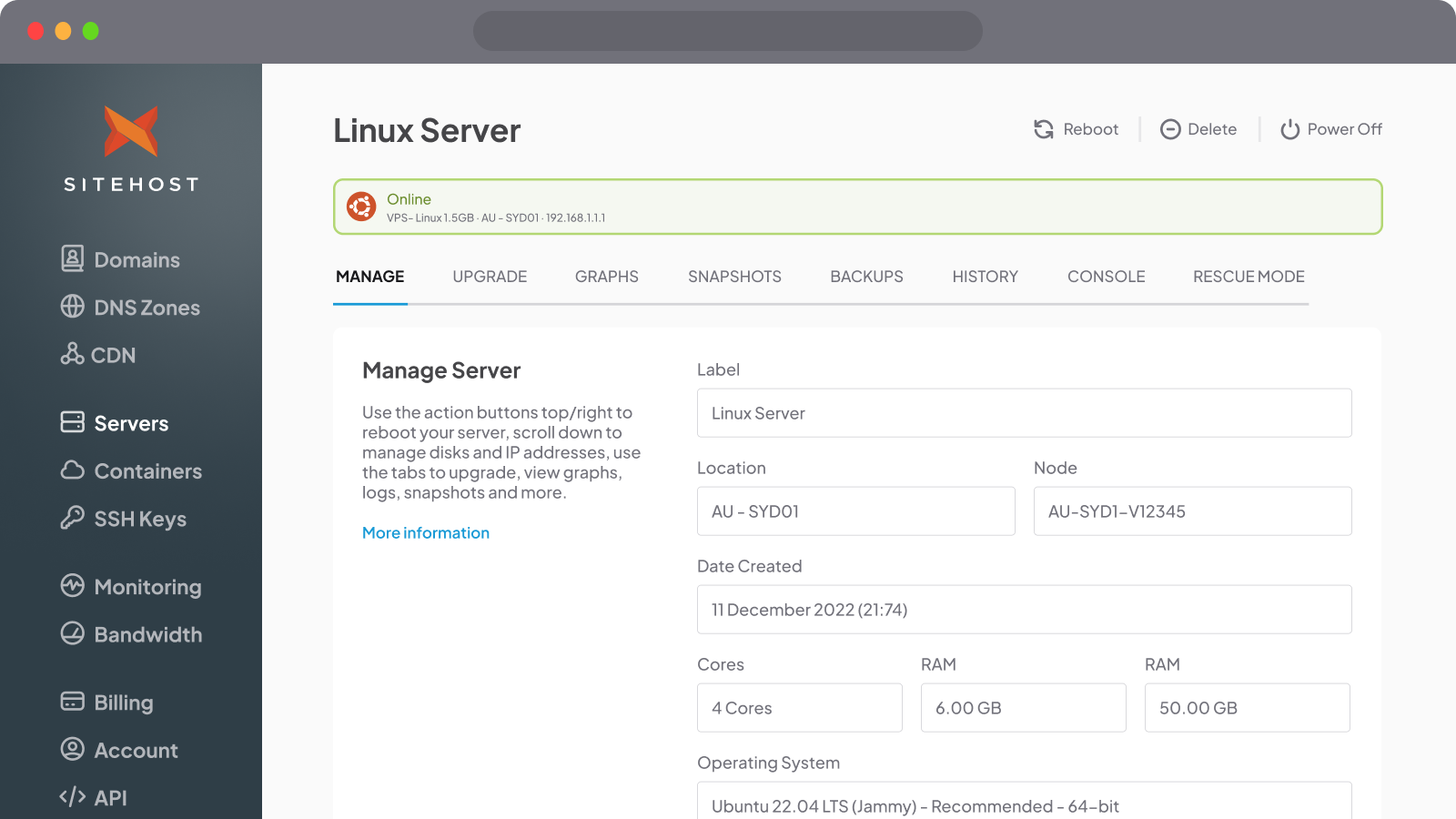 SiteHost screenshot