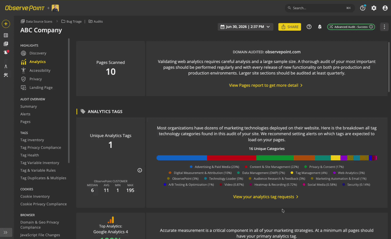 ObservePoint screenshot