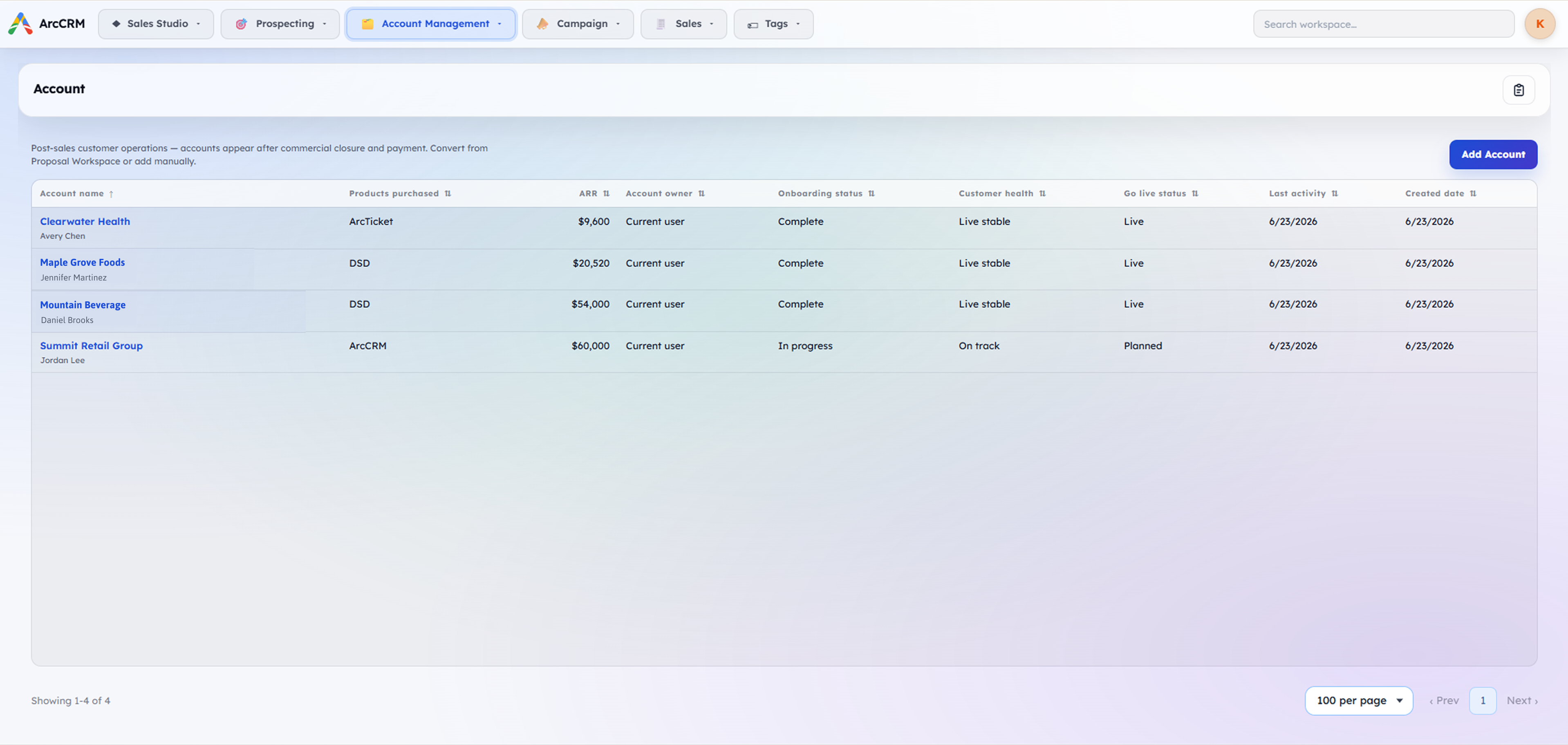 ArcCRM screenshot
