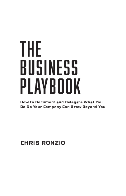 The Business Playbook by Chris Ronzio (chapters 1-2)