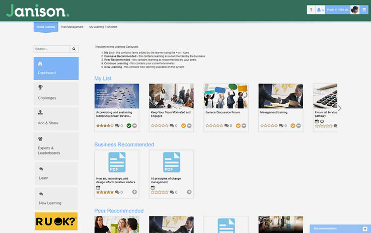 Janison Academy LMS screenshot