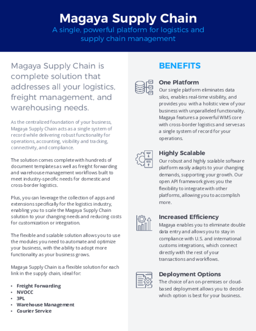 Magaya Supply Chain Data Sheet