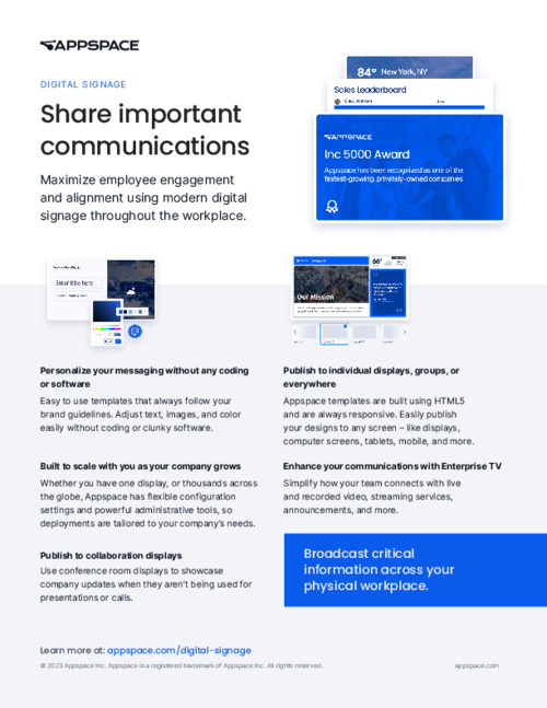 Appspace Digital Signage: Share important communications