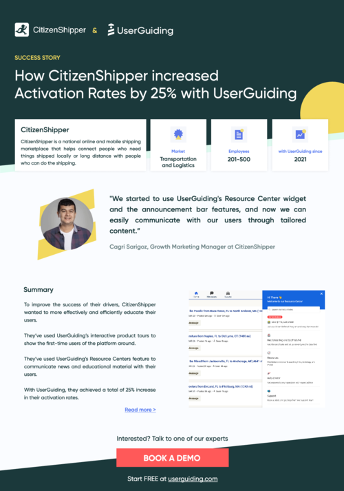 How CitizenShipper increased  Activation Rates by 25% with UserGuiding