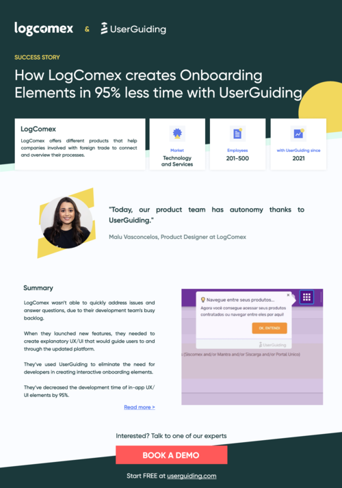 How LogComex creates Onboarding  Elements in 95% less time with UserGuiding